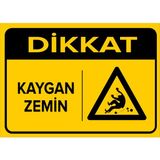 Renkli Reklam Dikkat Kaygan Zemin Levhası (Sac Malzeme) - 35 x 50 Cm