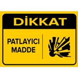 Renkli Reklam Dikkat Patlayıcı Madde Levhası (Sac Malzeme) - 50 x 70 Cm