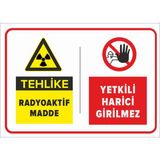 Renkli Reklam Dikkat Radyoaktif Madde Yetkili Dışında Girilmez Levhası (Sac Malzeme) - 25 x 35 Cm