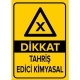 Renkli Reklam Dikkat Tahriş Edici Kimyasal Levhası (Sac Malzeme) - 25 x 35 Cm