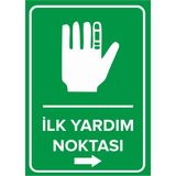 Renkli Reklam İlk Yardım Noktası Sağ Ok Levhası (Sac Malzeme) - 50 x 70 Cm