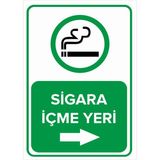 Renkli Reklam Sigara İçme Yeri Sağ Ok Levhası (Sac Malzeme) - 25 x 35 Cm