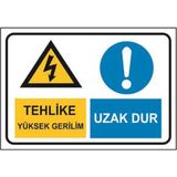 Renkli Reklam Tehlike Yüksek Gerilim Uzak Dur Levhası (Sac Malzeme) - 50 x 70 Cm