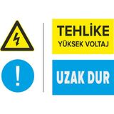 Renkli Reklam Tehlike Yüksek Voltaj Uzak Dur Levhası (Sac Malzeme) - 35 x 50 Cm