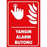 Renkli Reklam Yangın Alarm Buton Levhası (Sac Malzeme) - 25 x 35 Cm