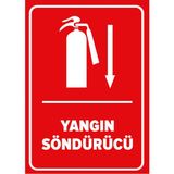Renkli Reklam Yangın Söndürücü Aşağı Ok Levhası (Sac Malzeme) - 25 x 35 Cm