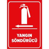 Renkli Reklam Yangın Söndürücü Sol Ok Levhası (Sac Malzeme) - 35 x 50 Cm