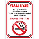Renkli Reklam Yasal Uyarı Burada Tütün Ve Tütün Mamüllerini İçmek Yasaktır Levhası (Sac Malzeme) - 25 x 35 Cm