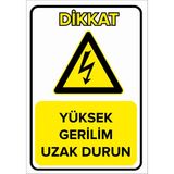 Renkli Reklam Yüksek Gerilim Uzak Durun Levhası (Sac Malzeme) - 35 x 50 Cm