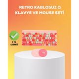 Renkli Retro Tuş Takımlı Klavye – 3 Cihaz Bağlantısı, Medya Kısayol Tuşları Mir27097853