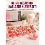 Renkli Retro Tuş Takımlı Klavye – 3 Cihaz Bağlantısı, Medya Kısayol Tuşları Yeni Nesil - Lisinya