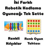 Renkli Robotik Kodlama Seti, 2 Oyuncak, Kılçıklar ve Oyun Tahtası ile Eğlence - Seçenek 1 - Açık Beyaz - Gri
