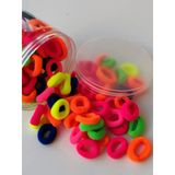 Renkli Saç Lastiği Seti, Neon Renkler, Çok Amaçlı, Plastik Kavanozda