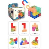 Renkli Şeffaf 7 Parçalı Mıknatıslı 3x3 Manyetik Küp Zeka Sabır Rübik Küpü - standart