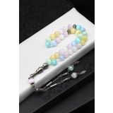 Renkli Selenit Doğal Taş Tesbih 8 mm Küre Kesim TSB-0106