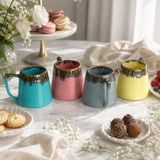 Renkli Seramik Konik Kupa ile Kahve Keyfini Canlandırın 250 ml Sıcak ve Soğuk İçecek Mikrodalga ve Bulaşık Makinesine Uygun Modern Ofıs Karavan Seyahat Çeyizlik Hediye Fıncan, Pembe