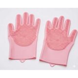 Renkli Silikon Tırtırlı Bulaşık Eldiveni, 2'li Set, Çok Renkli (Pembe)