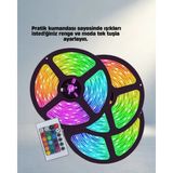 Renkli Smart Şerit LED Işık USB Bağlantılı 5 Metre Ambiyans