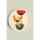 Renkli Soyut Güller Modern Duvar Saati - 25cm - Önü Camlı Beyaz Kasa - Sessiz Mekanizma, JH1184S25BKP