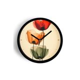 Renkli Soyut Güller Modern Duvar Saati - 35cm - Önü Camlı Siyah Kasa - Sessiz Mekanizma, JH1184S35SKP