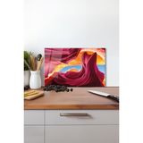 Renkli Soyut Kayalar Cam Kesme Tahtası, Silikon Ayaklı Isıya Kırılmaya Dayanıklı Sunum Kesim Tablası - 23 x 35 cm