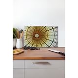 Renkli Soyut Vitray Cam Kesme Tahtası, Silikon Ayaklı, Isıya Kırılmaya Dayanıklı Sunum Kesim Tablası - 23 x 35 cm