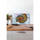 Renkli Spiral Fraktal Cam Kesme Tahtası, Silikon Ayaklı, Isıya Kırılmaya Dayanıklı, Sunum Kesim Tablası - 30 x 45 cm