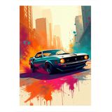 Renkli Spor Araba Art Mdf Poster