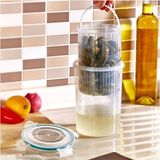 Renkli Süzgeçli Turşu ve Zeytin Saklama Kabı 1.5 Litre - Açık Beyaz - Gri - Seçenek 1