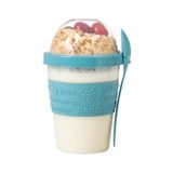 Renkli Take And Go Kaşıklı Hazneli Meyveli Yoğurt Kabı Piknik Iş Atıştırmalık Diyet Müsli Granola Süt Bardağı (Turkuaz) - Adaçayı