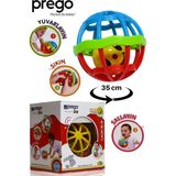 Renkli Tasarımlı Prego 35 cm Yumuşak Rubber Fitness Top Eğitici Çıngıraklı Bebek Oyuncağı