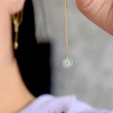 Renkli Taşlı Sallantılı Altın Küpe