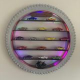 RENKLİ TEKERLEK DUVAR RAFI OYUNCAK HOBİ KOLEKSİYON_LED IŞIKLI RAF BEYAZ