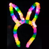 RENKLİ TÜYLÜ IŞIKLI TAVŞAN TACI RENKLİ IŞIKLI TAÇ PARTİ TACI KONSER ŞENLİK TACI HEAD BAND COLORS LED