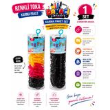 Renkli Ve Siyah Lastik Toka Seti 2'Li Karma Paket Esnek Dayanıklı Güçlü Tutuş Lastik Saç Tokası