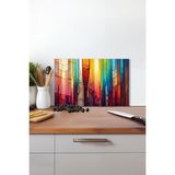 Renkli Vitray Desen Cam Kesme Tahtası, Silikon Ayaklı, Isıya Kırılmaya Dayanıklı Sunum Kesim Tablası - 30 x 45 cm