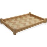 Renkli Wicker Tepsi 41X28 Cm, Şık ve Kullanışlı Ev Dekorasyonu Ürünü - Açık Beyaz - Gri - Seçenek 1