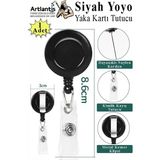 Renkli Yaka Yoyo 1 Adet Kartlık Kimlik Personel Kartı Yoyo Yaka Cep Kemer Geri Çekilebilir Rozet Tutma Makara - Siyah - Standart - 60 cm