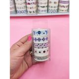 Renkli Yaldızlı Vintage Washi Tape Bant Yapışkanlı Maskeleme Kağıdı 5 Lı - Gezegen