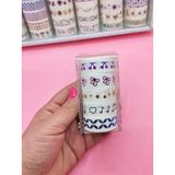 Renkli Yaldızlı Vintage Washi Tape Bant Yapışkanlı Maskeleme Kağıdı 5 Lı - Kiraz