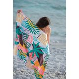 Renkli Yaprak Desenli Plaj Havlusu, Spor Havlusu, Mikrofiber Hızlı Kuruyan Plaj Havlusu 70x140cm