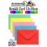 Renkli Zarf 13X18 Cm 25 Adet 5 Renk Mektup Zarfı Davetiye Zarfı Kartpostal Çekiliş Hediye Zarfı