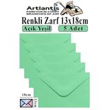Renkli Zarf 13X18 Cm 5 Adet Renkli Mektup Zarfı Renkli Davetiye Zarfı Kartpostal Çekiliş Hediye Zarfı