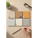 Renkli Zeka 6'lı Kedi Köpek Desenli Memopad Seti, (10x10) 110 gr Kalın Kağıt Notepad, Bloknot, Not Defteri,