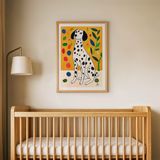 Renkli Zeminli Dalmaçyalı Çocuk Odası Duvar Posteri Çerçeveli Tablo Duvar Dekorasyonu - 21 x 30 - Ahşap Çerçeveli