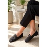 RENKLİBUTİK Kadın Loafer Makosen Metal Tokalı Nubuk Günlük Ayakkabı