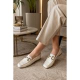 RENKLİBUTİK Kadın Loafer Makosen Metal Tokalı Rugan Günlük Ayakkabı