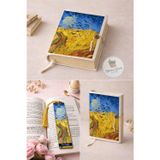 RenkliizlerAtölyesi Kitap Kılıfı ve Metal Kitap Ayracı Seti (Van Gogh Buğday Tarlası ve Kargalar)