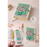 RenkliizlerAtölyesi Kitap Kılıfı ve Metal Kitap Ayracı Seti (Van Gogh Pembe Güllü Vazo)