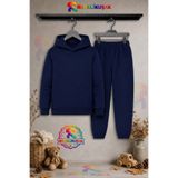 RENKLİKUŞAK Çocuk Unisex Kislik Sade Baskılı Kapşonlu Eşofman Takım